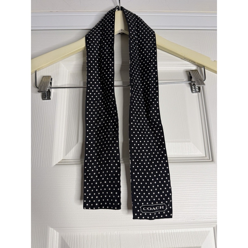 Coach Black White Satin Silk Ponytail Tie Twilly Scarf Op Art Geometric C 2000s - Picture 2 of 5